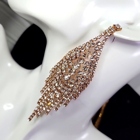 Stunning Bling Statement Gold and Crystal Necklace and Earrings Set New - Picture 13 of 14